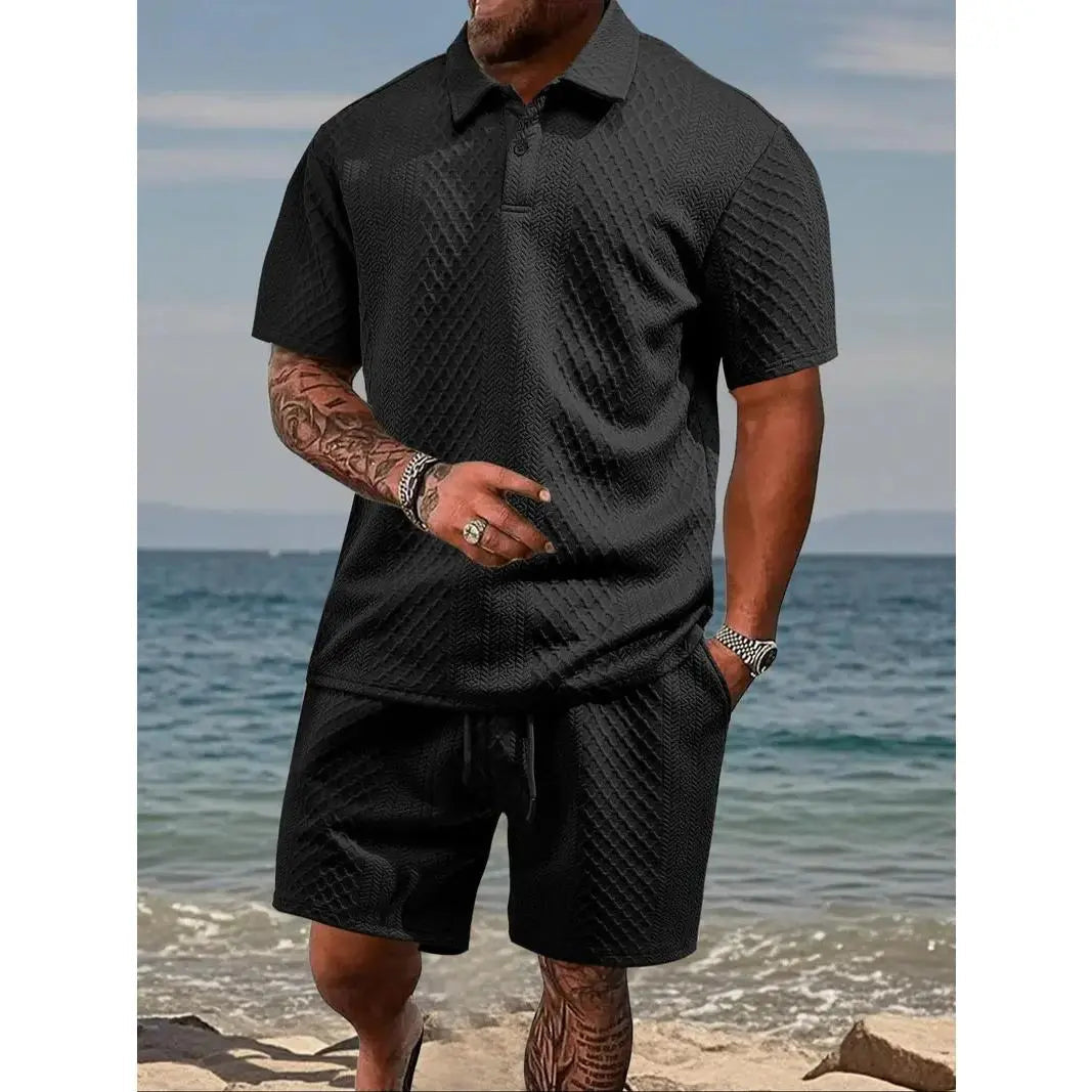 Black polo and shorts set