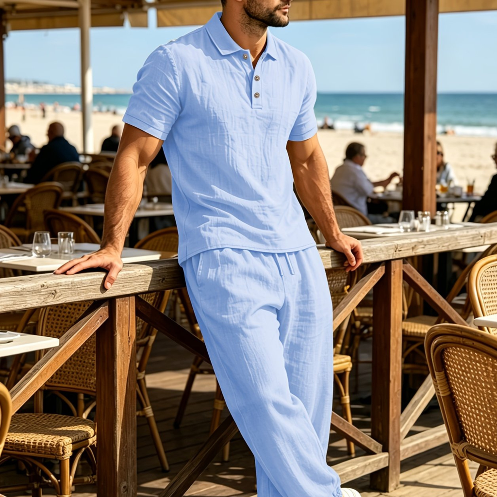 Men Linen Two Piece Set