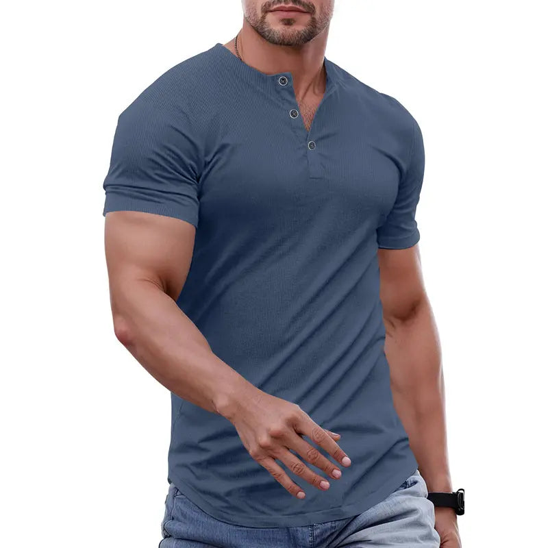 T-shirt henley slim fit homme - Tenue de sport et décontractée