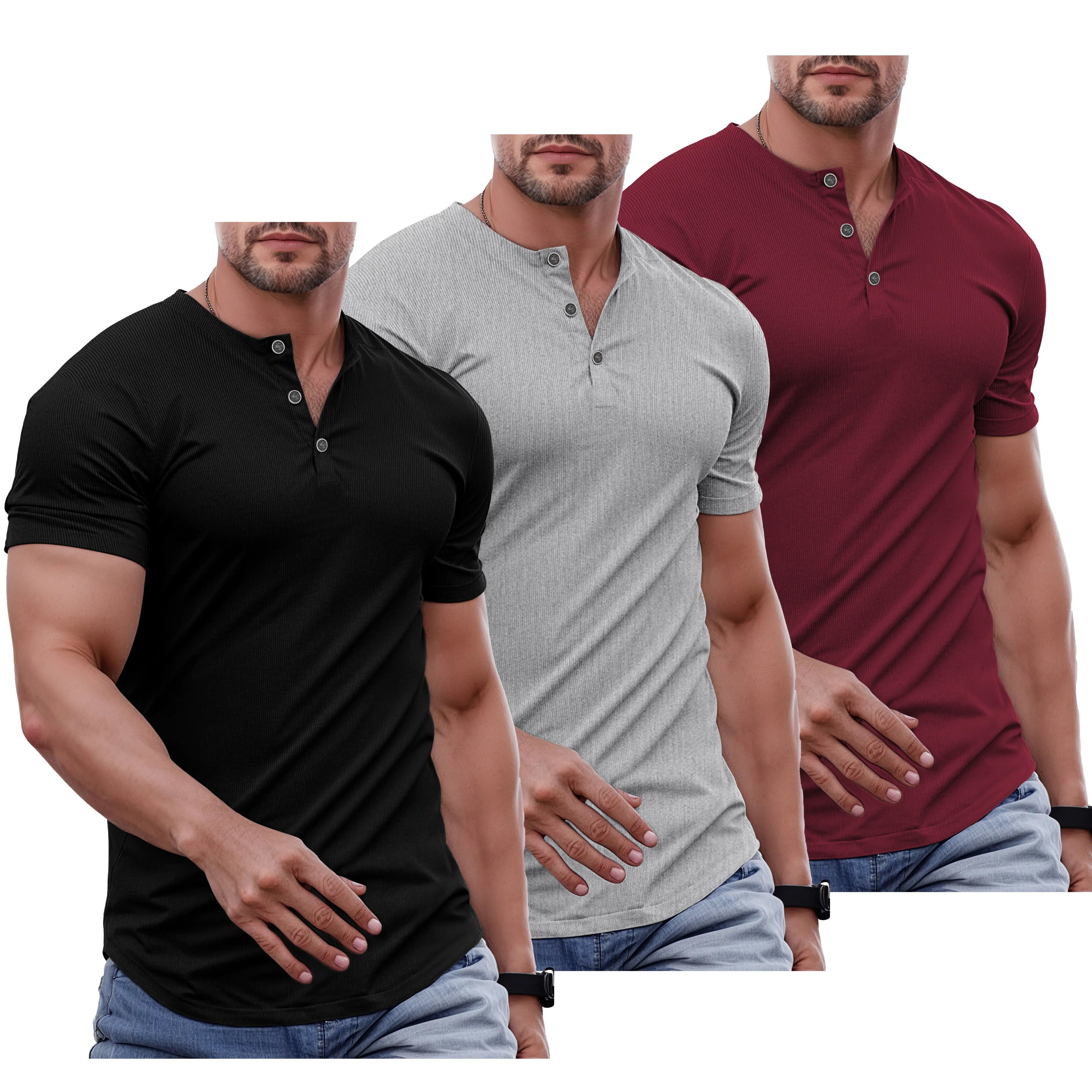 T-shirt henley slim fit homme - Tenue de sport et décontractée
