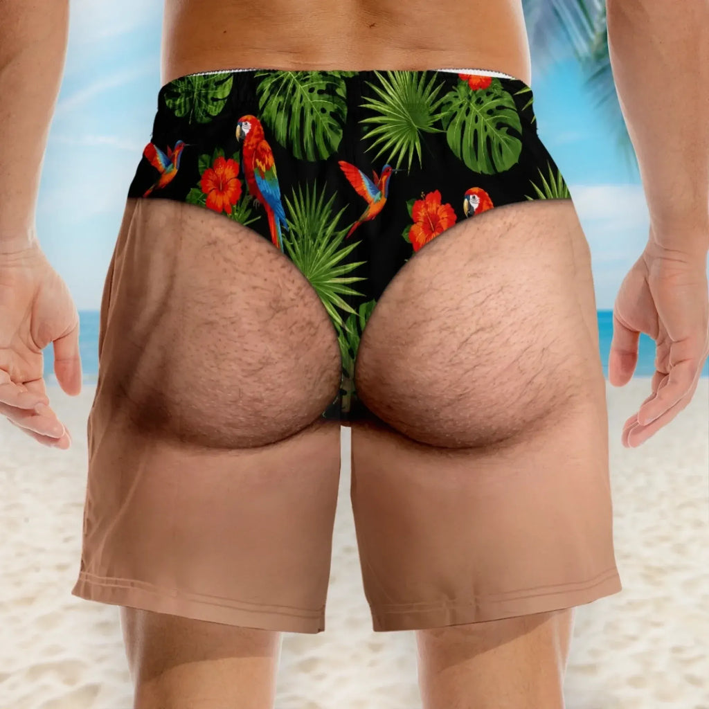 Funny Men Swim Trunks Novelty Optical Illusion Swim Shorts Funny Novelty Party Board Shorts Gift for Husband Boyfriend