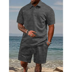 Men’s Casual Polo Shirt & Drawstring Shorts Set