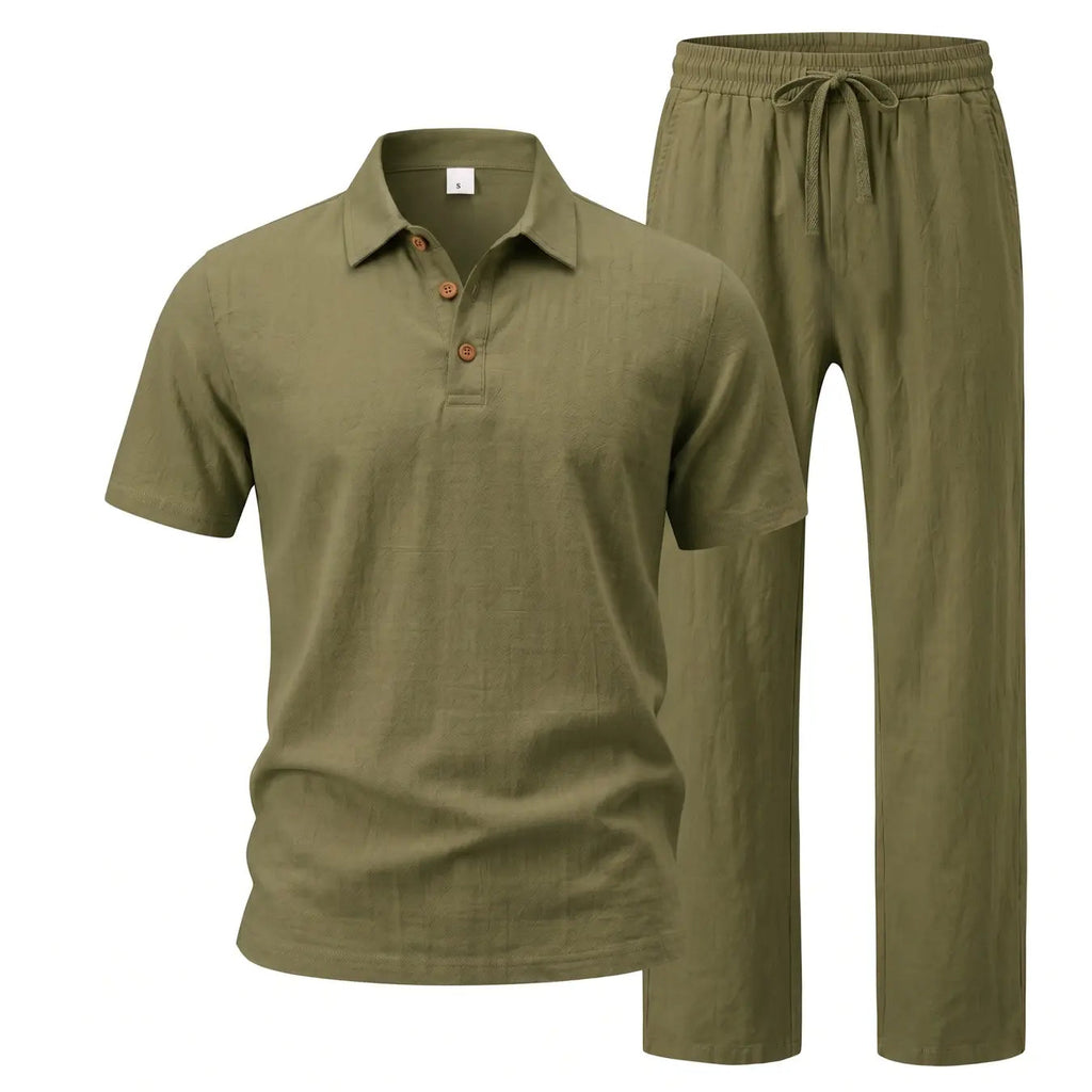 Men Linen Two Piece Set