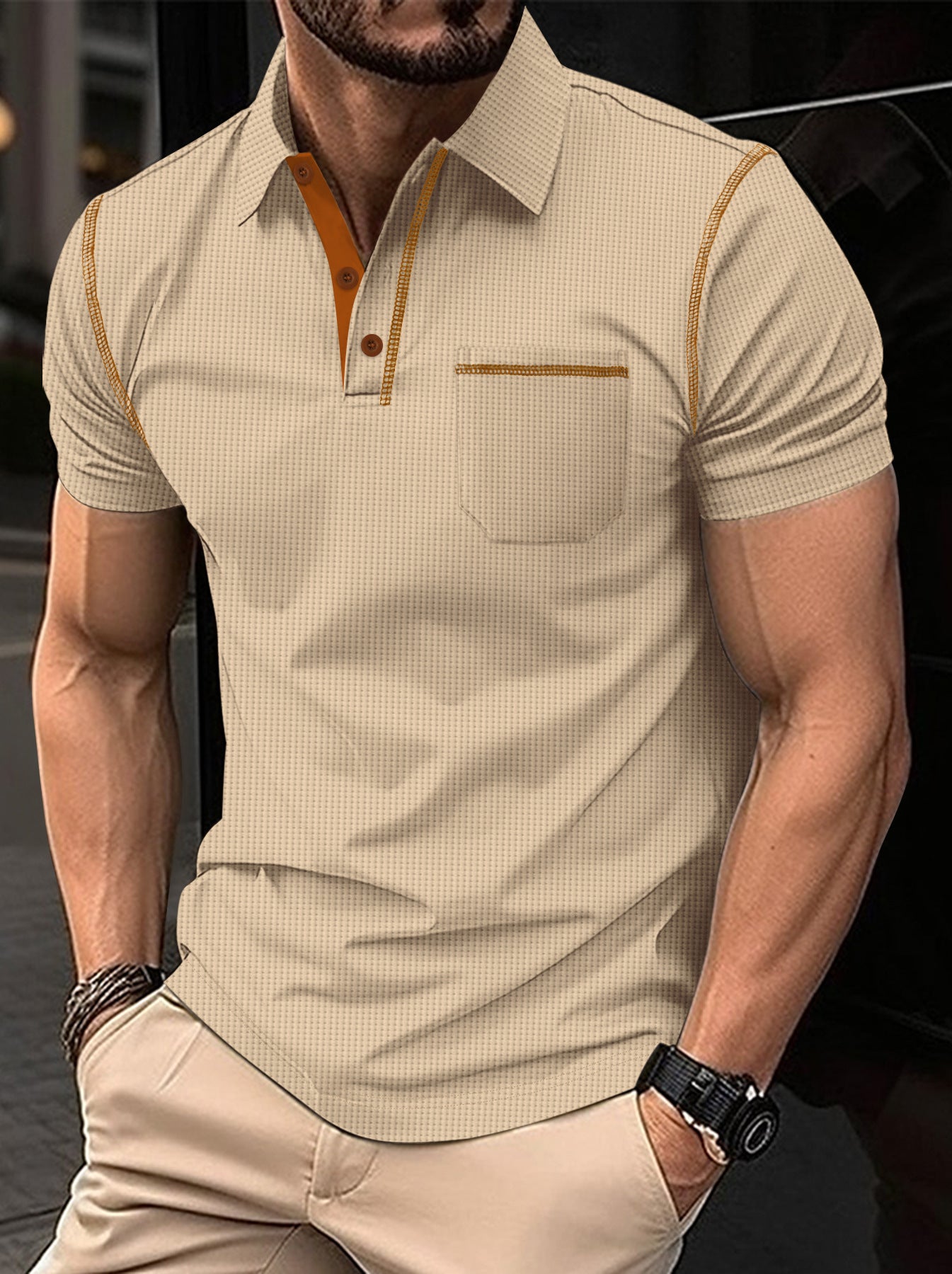 Polo à manches courtes color-block pour homme
