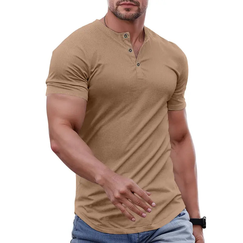 T-shirt henley slim fit homme - Tenue de sport et décontractée