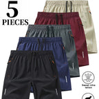 Men’s 5-Pack FlexFit Active Shorts – Stretch, Quick-Dry & Zip Pockets