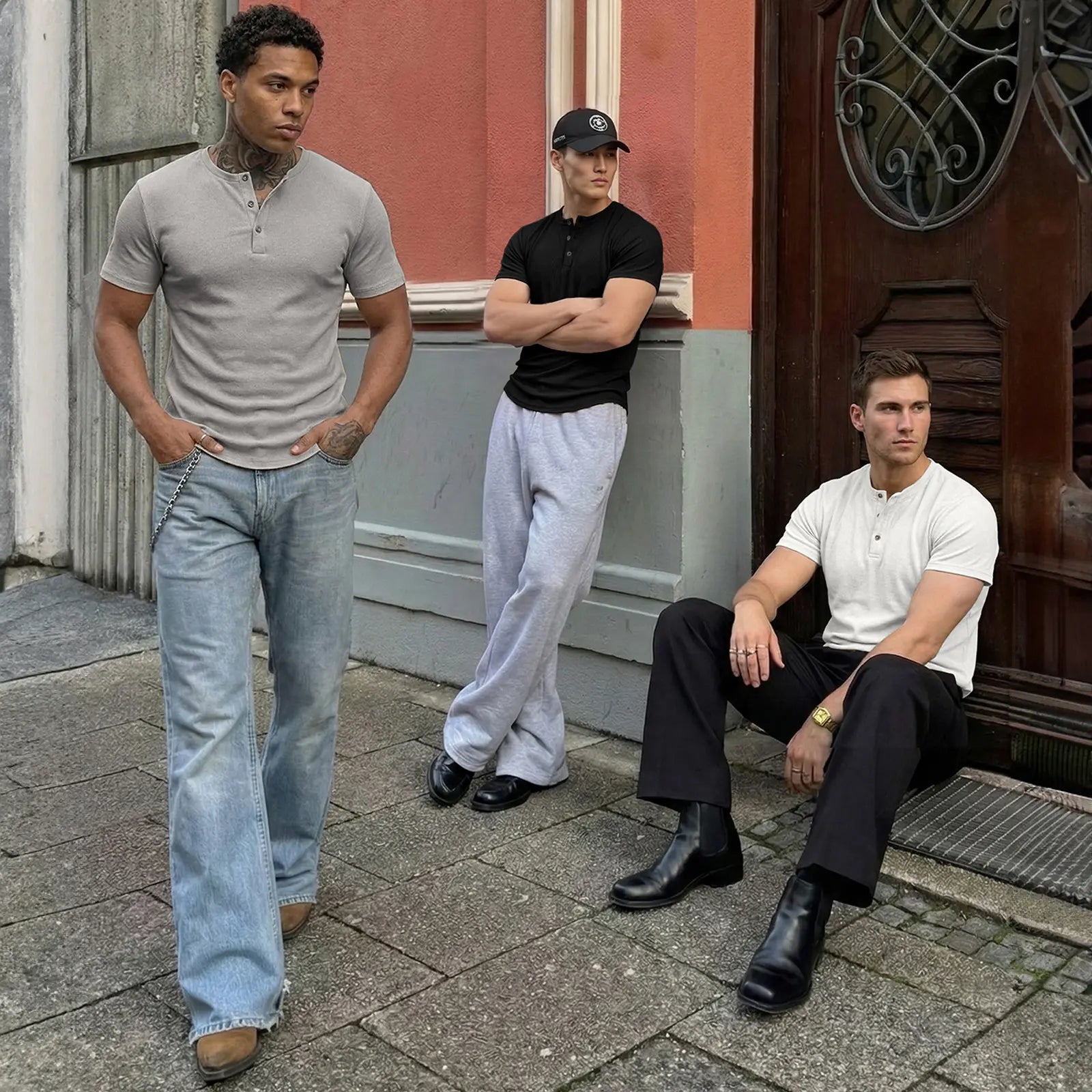 T-shirt henley slim fit homme - Tenue de sport et décontractée