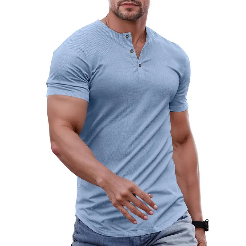 T-shirt henley slim fit homme - Tenue de sport et décontractée
