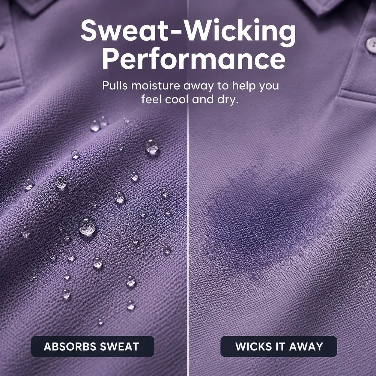 Breathable flexible polo performance features