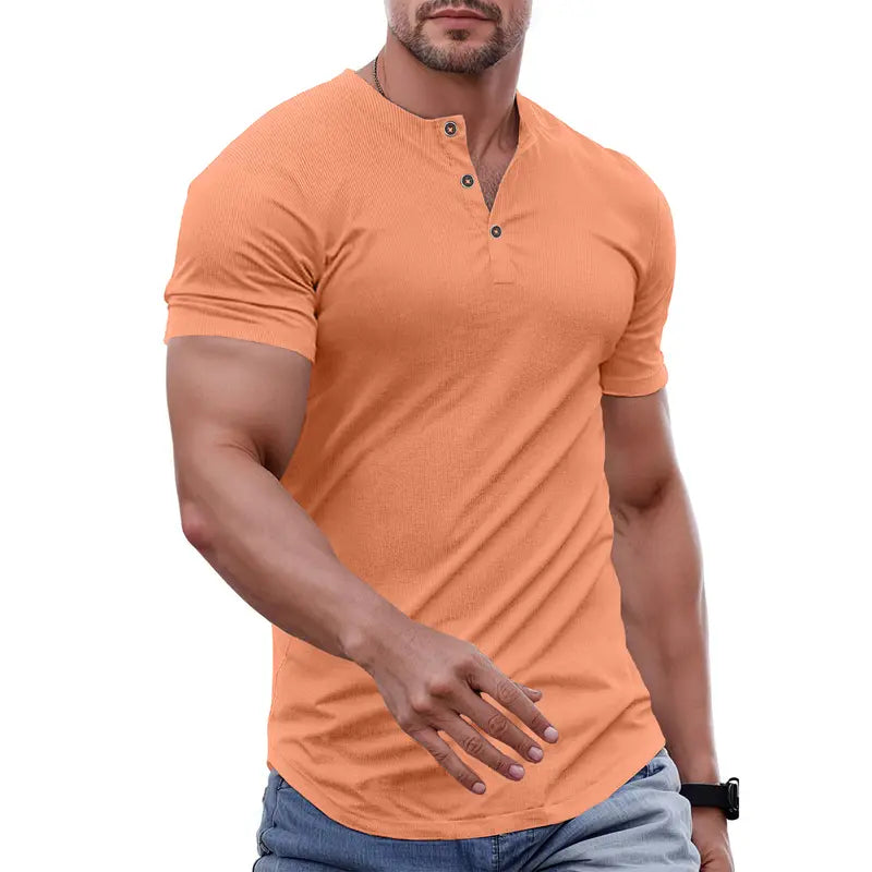 T-shirt henley slim fit homme - Tenue de sport et décontractée