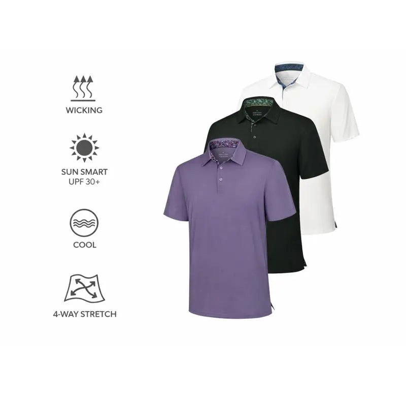 Men’s Everyday Contrast-Collar Polo 3-Pack