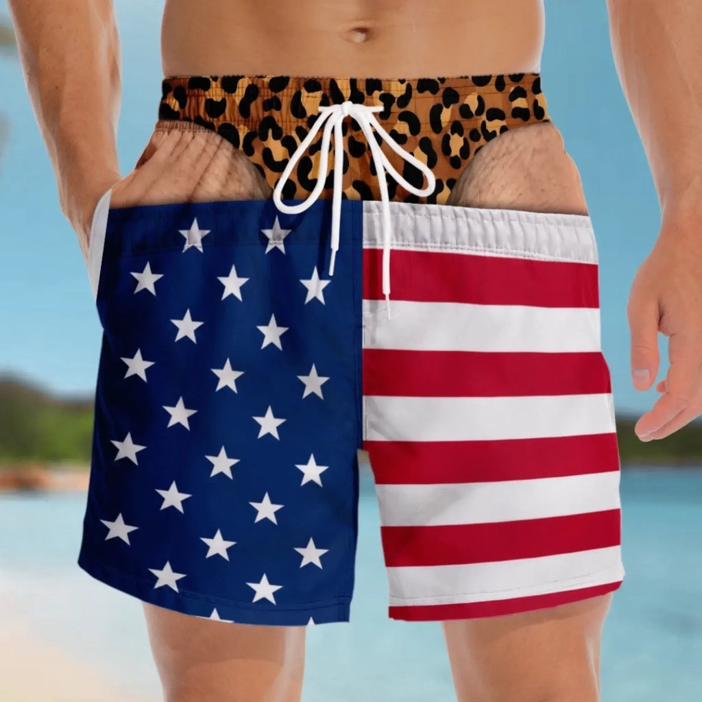 Funny Men Swim Trunks Novelty Optical Illusion Swim Shorts Funny Novelty Party Board Shorts Gift for Husband Boyfriend