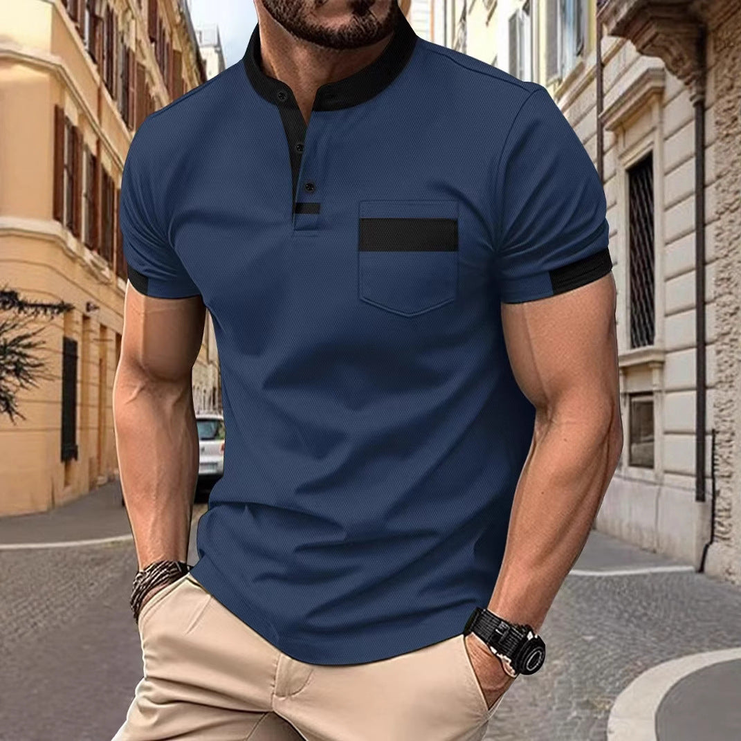 Chemise polo décontractée simple et basique à col boutonné, de grande consommation