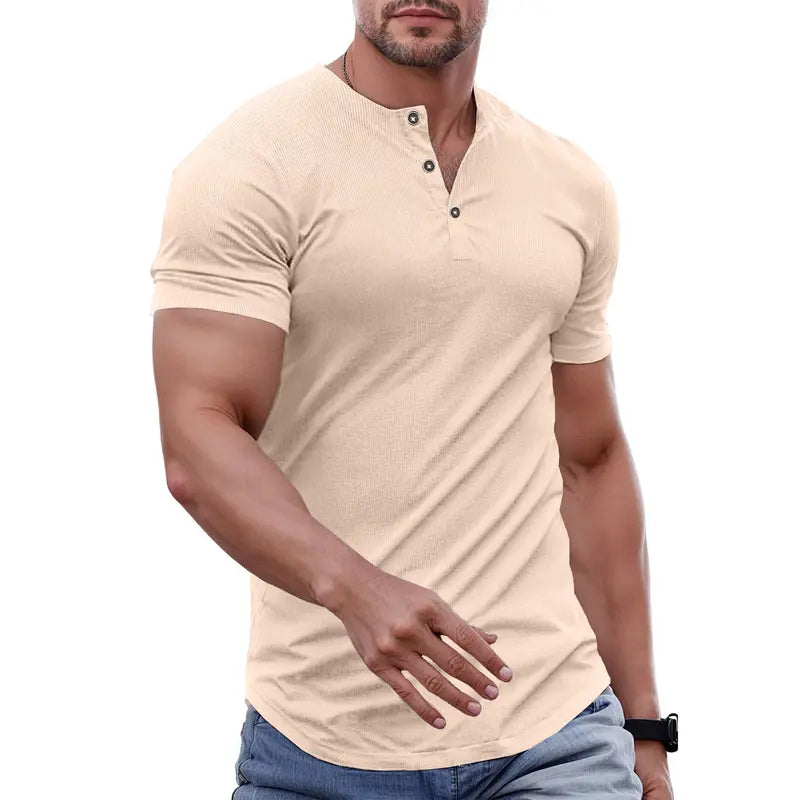 T-shirt henley slim fit homme - Tenue de sport et décontractée