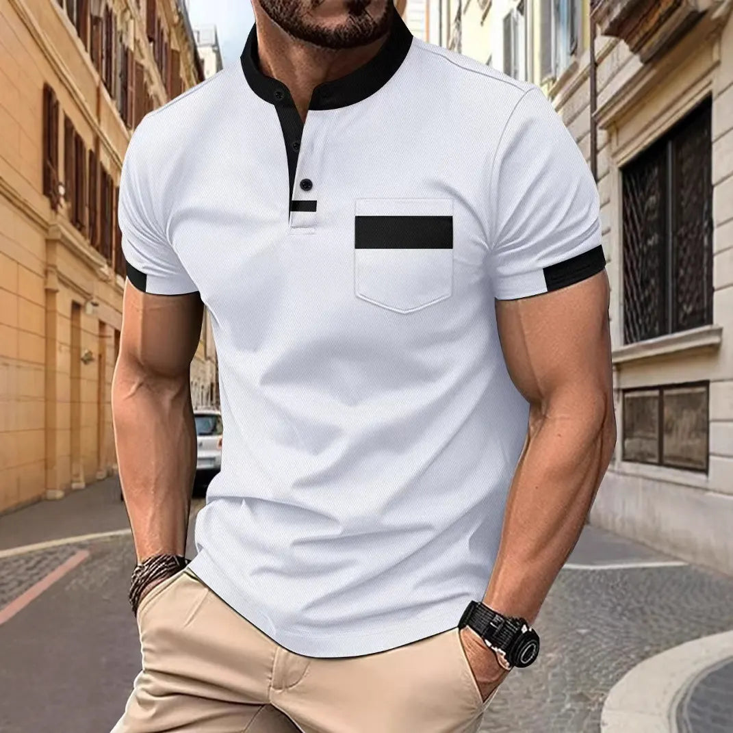Chemise polo décontractée simple et basique à col boutonné, de grande consommation