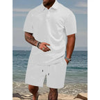 Men’s Casual Polo Shirt & Drawstring Shorts Set