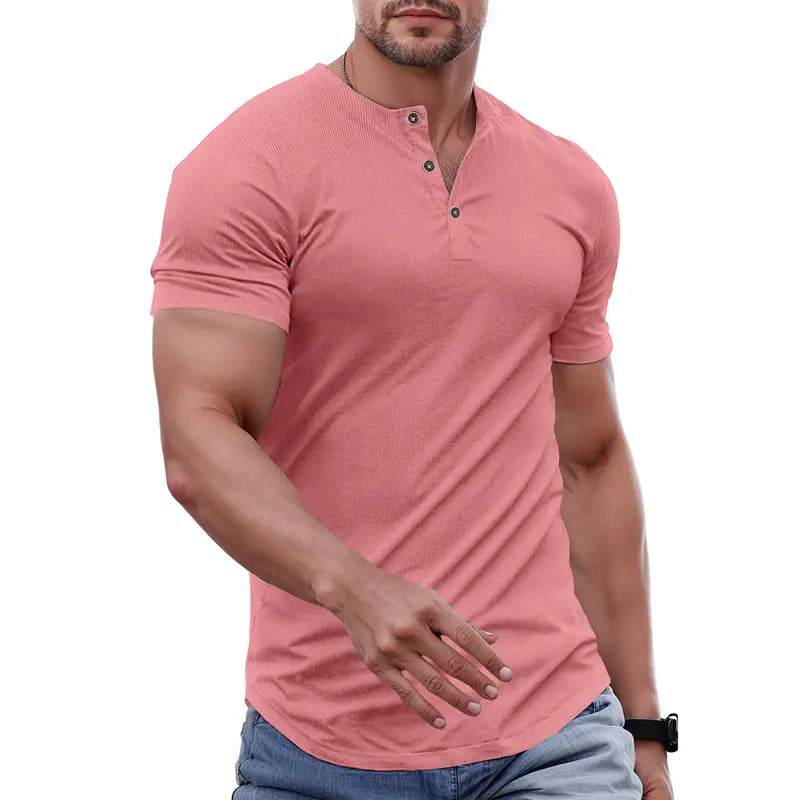 T-shirt henley slim fit homme - Tenue de sport et décontractée