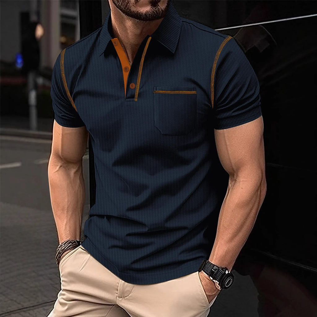 Herren-Kurzarm-Polohemd mit Farbblock