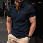 Herren-Kurzarm-Polohemd mit Farbblock