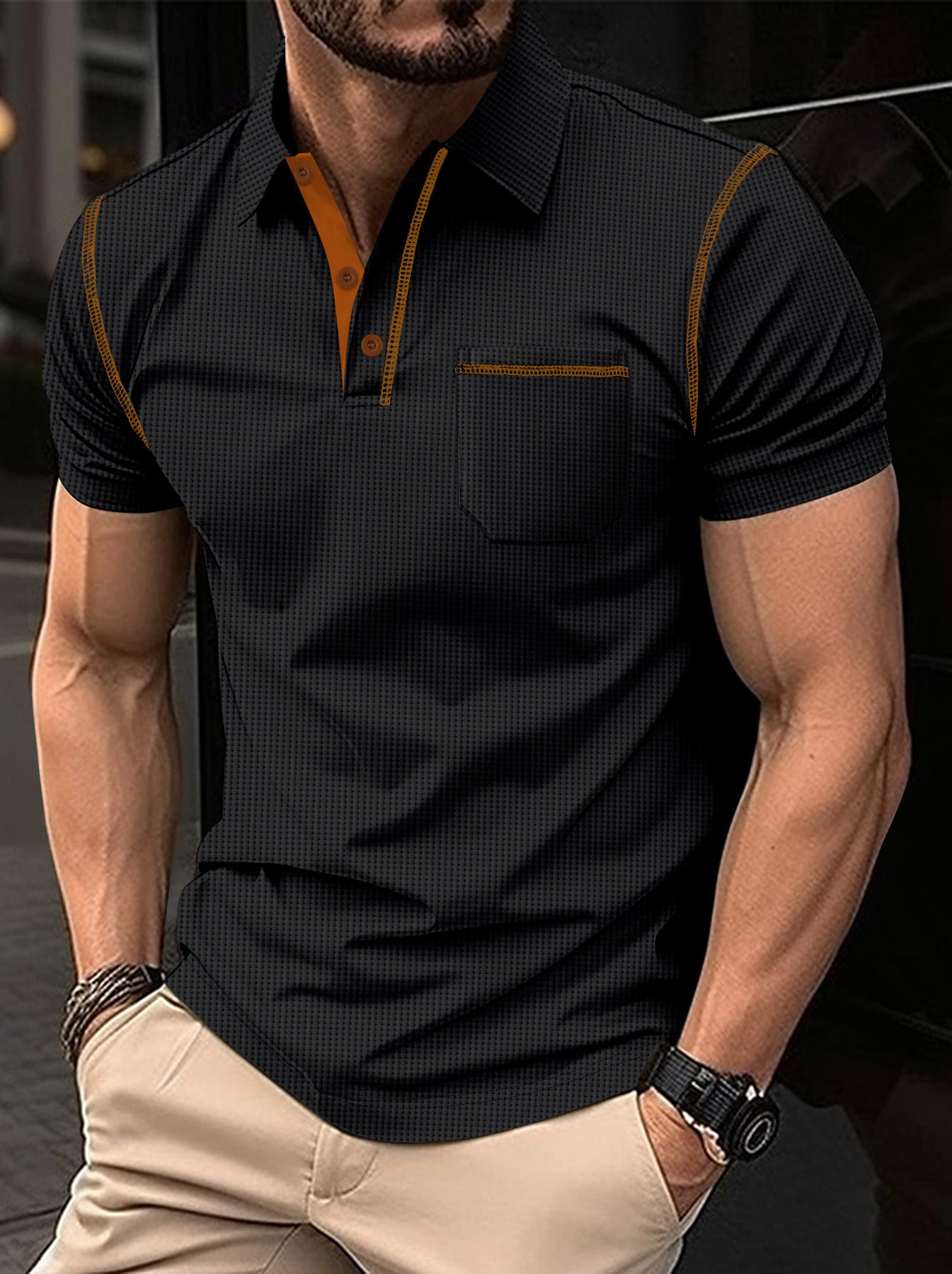 Polo à manches courtes color-block pour homme