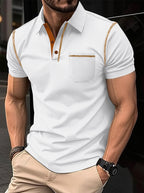 Herren-Kurzarm-Polohemd mit Farbblock