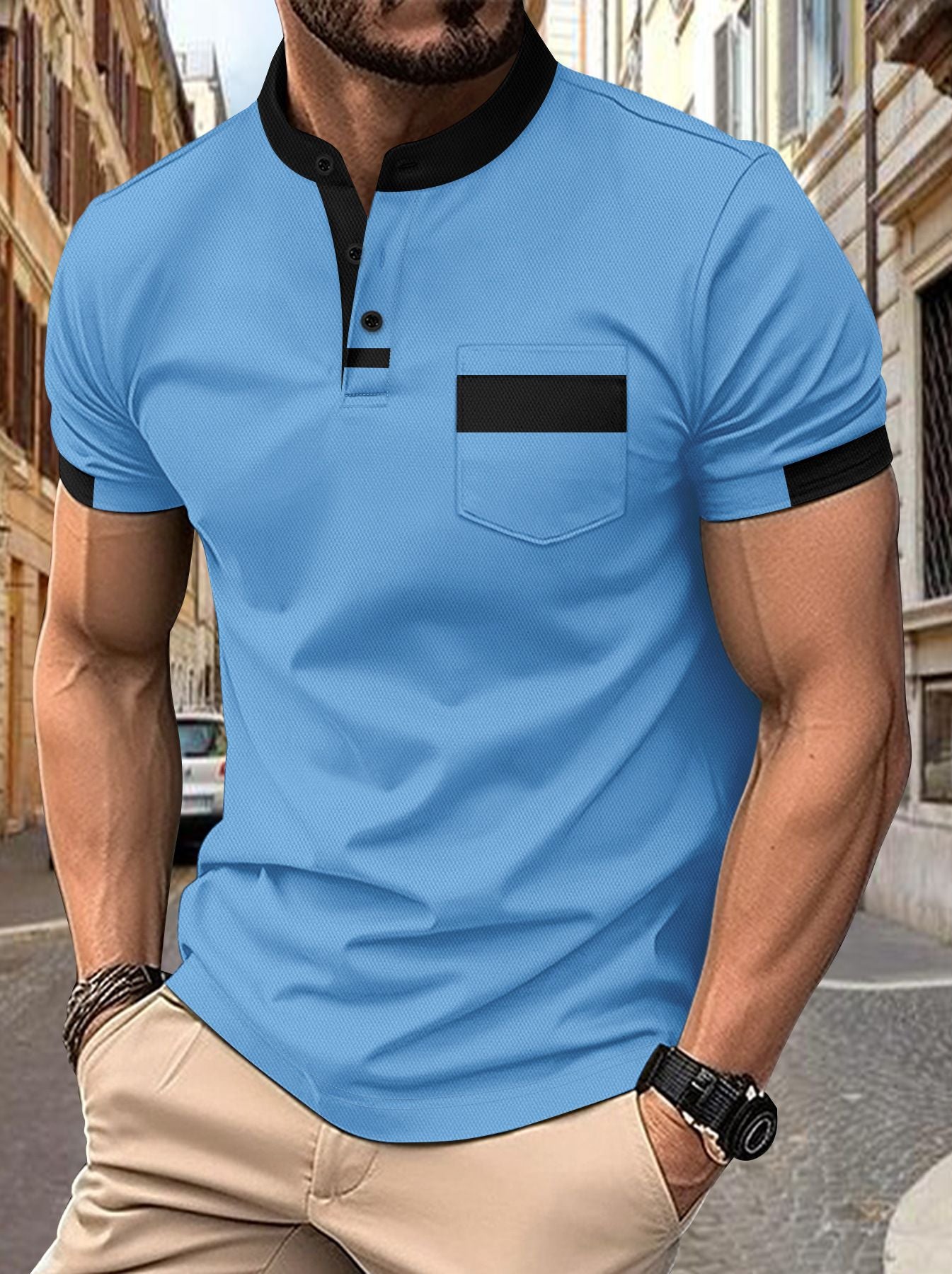 Chemise polo décontractée simple et basique à col boutonné, de grande consommation