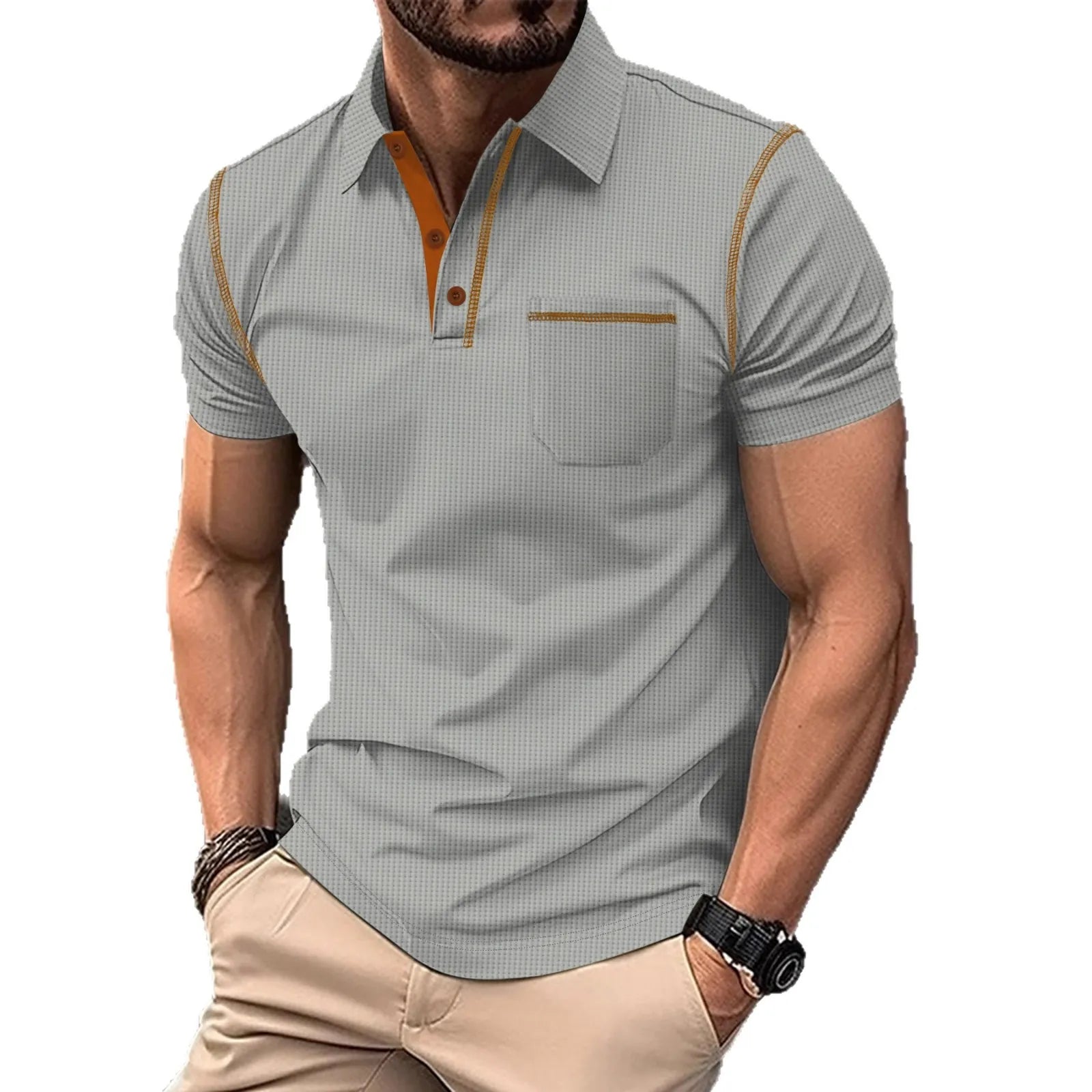 Polo à manches courtes color-block pour homme