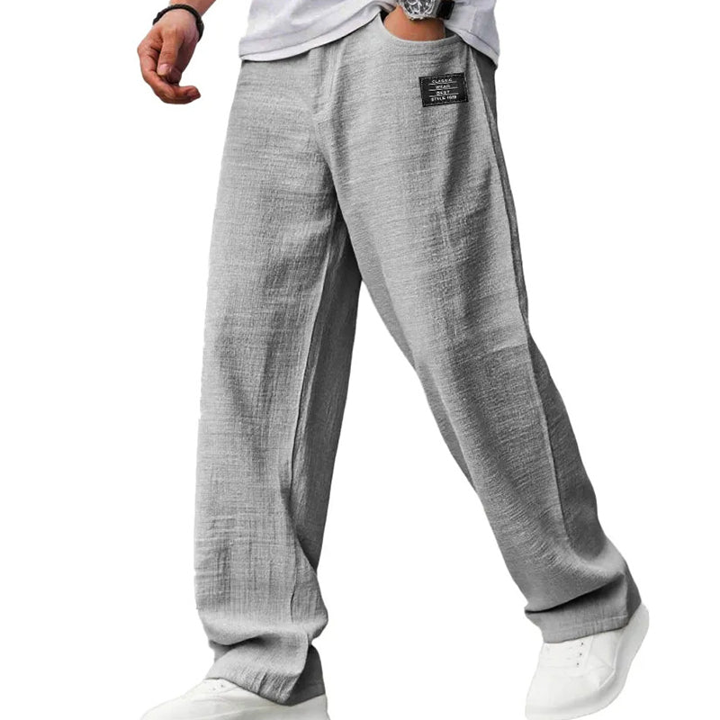 Men's grey classic linen pants